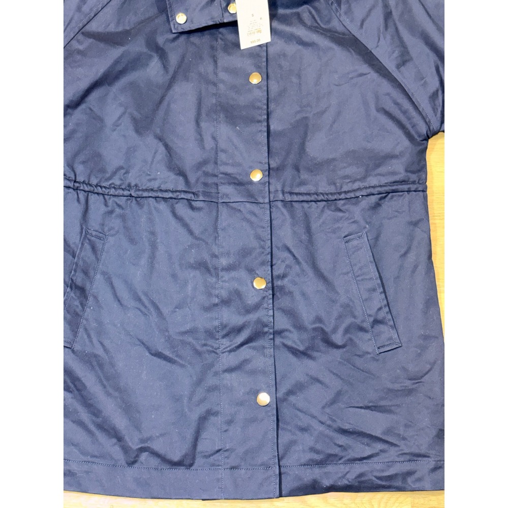 A New Day Womens Navy Blue Cinched Waist Anorak Jacket Coat Small NWT - Picture 3 of 7